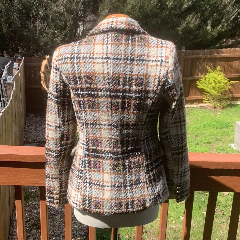 Attentif Paris Double Breasted Tweed Blazer Size 36 - Picture 3 of 13